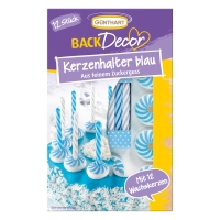 Bougies et bobèches bleues et blanches, sucre, ass 1 X15 Blister