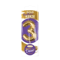 Bougies Chiffre or  Balloon  n°3, 1 X12 pcs