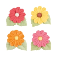 Fleurs assorties, en couleur avec feuilles 1 X60 pcs - 36 x 30 x 10 mm