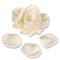 Roses en sucre adragant et pétales blanches, assorties 1 X33 pcs - Ø 60 x 25 mm