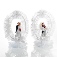 Couples de mariés Ass. en résine orné d'un Arc  en Tulle 1 X2 pcs - 170 x 275 mm