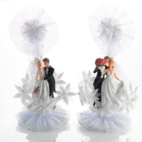 Couples de mariés Ass. en résine orné de fleurs 1 X2 pcs - 170 x 270 mm