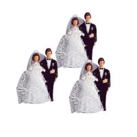 Petits couples de mariés classiques en plastique 1 X5 pcs - 50 x 90 mm