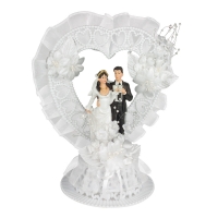 Couples de mariés  Coupe Champagne  sous Arc Coeur et Tulle 1 X1 pcs - 205 x 230 mm