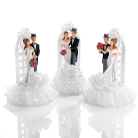 Couples de mariés en résine devant arceau (3 Modèles Assortis) 1 X3 pcs - 130 x 180 mm
