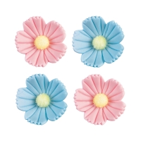 Grandes fleurs, roses et bleues 1 X96 pcs - Ø 30 mm