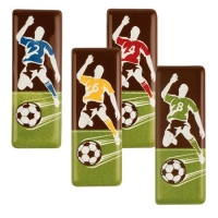 Plaquettes Footballeurs en chocolat noir, ass. 1 X96 pcs - 20 x 55 mm