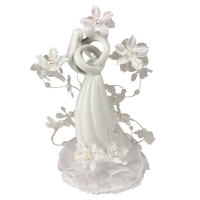 Couple de mariés porcelaine avec ornement floral sur embase 1 X1 pcs - 120 x 260 mm