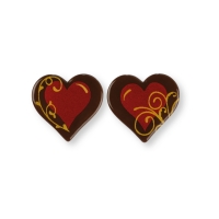 Cœurs en chocolat rouge/doré  1 X160 pcs - 32 x 31 mm