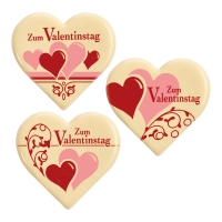 Coeurs en chocolat blanc „Zum Valentinstag“ 1 X30 pcs - 53 x 51 mm