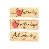Plaquettes en chocolat blanc „Zum Muttertag“, ass. 1X 72 pcs - 65 x 22 mm