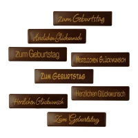 Plaquettes en chocolat noir, Glückwunsch & Geburtstag 1 X128 pcs - 60 x 15 mm