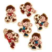 Footballeurs en chocolat blanc, ass. 1 x96 pcs - 28-33 x 38-43 mm