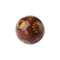 Sphères 3D, creuses, chocolat noir, Fleurs 1 X40 pcs