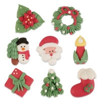 Assortiment de grands décors de Noël en sucre 1 X48 pcs - 35 x 30 x 12 mm