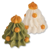 Sapins de Noël verts et blancs, sucre, 1X 48 pcs - Ø 28 x 28 mm