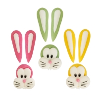 Set Têtes de lapin de Pâques, sucre 1 X72 pcs - 28 x 30 x 10 mm