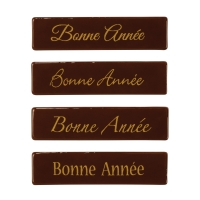 Plaquette en chocolat noir, „Bonne Année“ 1 X96 pcs - 60 x 15 x 2 mm