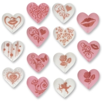 Coeurs en sucre avec motifs 1 X96 pcs - 27 x 25 x 5,5 mm