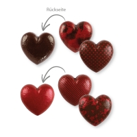 Coeur creux en chocolat noir 3D Motif rouge différent sur chaque face, 1 X28 pcs