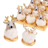 Pompom-Renne de Noël sur médaillon praliné 1 X12 pcs