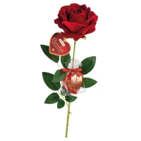 Roses en tissu et grands coeurs 1 X 12 pcs