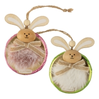 Lapin en bois sur médaillon praliné, assortis 1 X16 pcs
