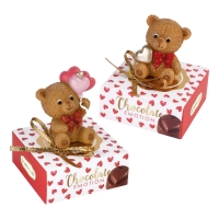 Ours en polyrésine sur boîte, ass.  1 X 12 pcs