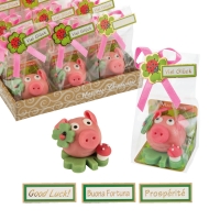 Cochons porte-bonheur en pâte d'amandes sur Tréfle à 4 Feuilles et Champignon 1 X24 pcs