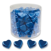 Tubos de petits cœurs pralinés chocolat bleus