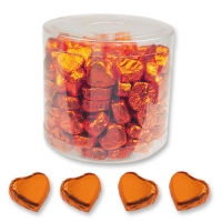 Tubos de petits cœurs pralinés chocolat oranges