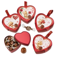 Coffrets coeurs en métal LOVE garnis de pralinés