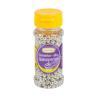 6 Perles brillantes, argentées 