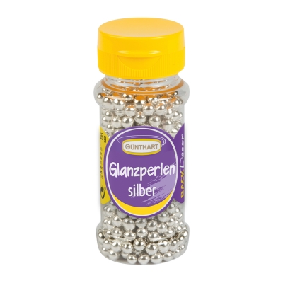 6 Perles brillantes, argentées 