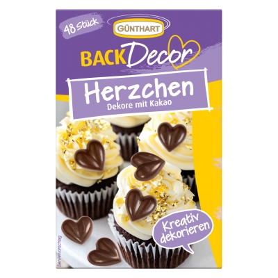 Coeurs, décor au cacao 1 X 12pcs 