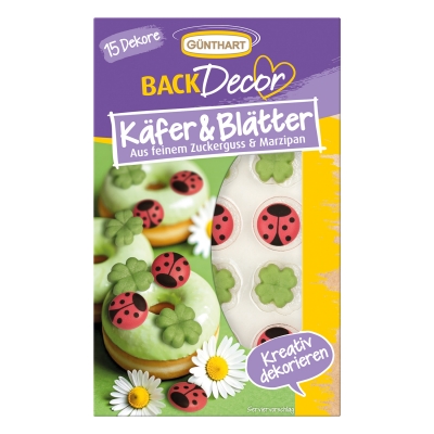 Coccinelles en sucre & trèfles en pâte d'ama. 1 X15 pcs 