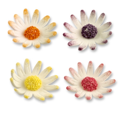 Fleurs blanches assorties, sucre 1 X48 pcs - Ø 44 x 10 mm 