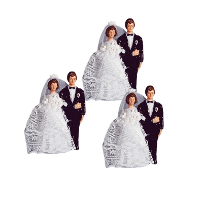 Petits couples de mariés classiques en plastique 1 X5 pcs - 50 x 90 mm 