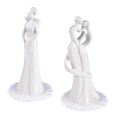 Couples de mariés Enlacés en porcelaine blanche, 2 Modèles Assortis 1 X2 pcs 