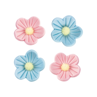 Petites fleurs roses / bleues, sucre 1 X96 pcs - Ø 25 mm 
