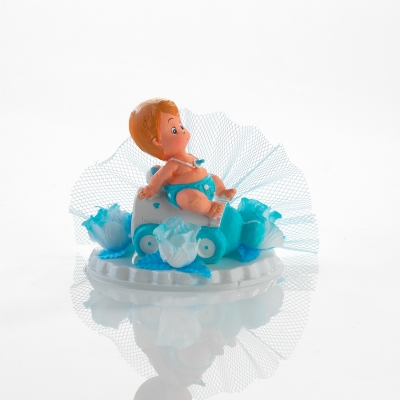 Embases baptême avec bébé sur biberon bleu 1 X6 pcs - 85 x 60 x 75 mm 