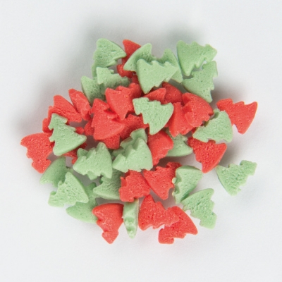 Décor à parsemer, sapins rouges et verts, en sucre 1 X1 pcs - ~7 mm 