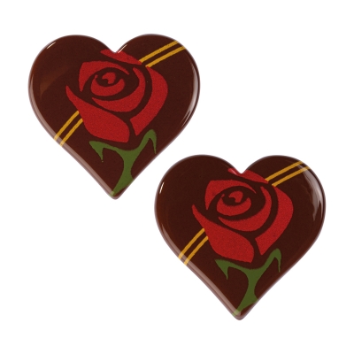 Cœurs en chocolat noir, rose rouge 1 X160 pcs - 32 x 31 mm 