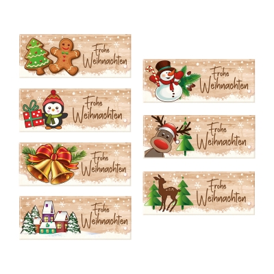 Plaques rectangles ,Frohe Weihnachten en masse de sucre 1 x24 pcs - 85 x 33 mm 