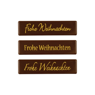 Plaquettes  Frohe Weihnachten , chocolat noir 1 X128 pcs - 60 x 15 mm 