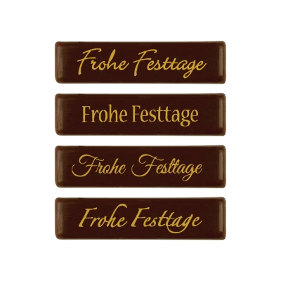 Plaquettes en chocolat noir,  Frohe Festtage  1 X128 pcs - 60 x 15 mm 