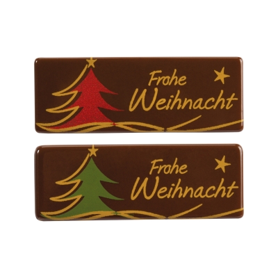 Plaquettes  Frohe Weihnacht , chocolat noir, ass. 1 X96 pcs - 55 x 20 mm 