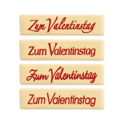 Plaquettes en chocolat blanc, „Zum Valentinstag“ 1 X96 pcs - 60 x 15 mm 
