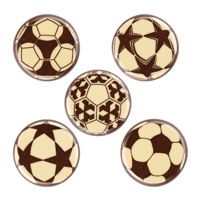 Footballeurs en chocolat blanc, ass. 1 X200 pcs - Ø 30 mm 