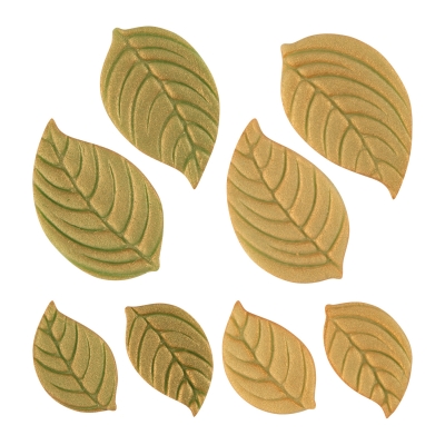 Gr. et pet. feuilles en pâte d'amandes ass. 1 X100 pcs - 50 x 30 x 3 mm/ 38 x 24 x 3 mm 